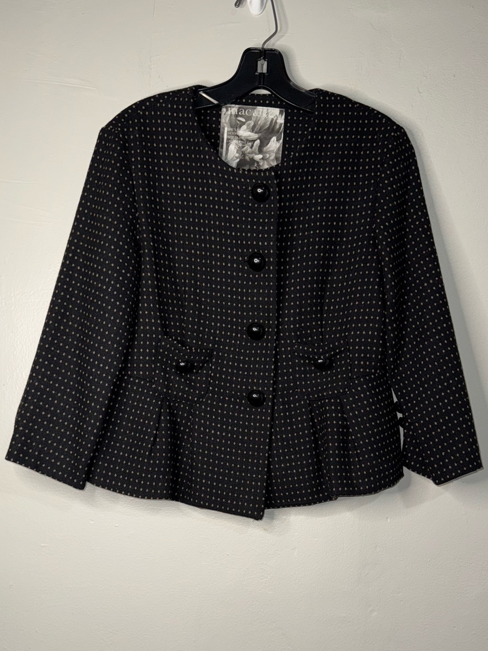 Mac & Jac Black Blazer with Cream Dot Detail